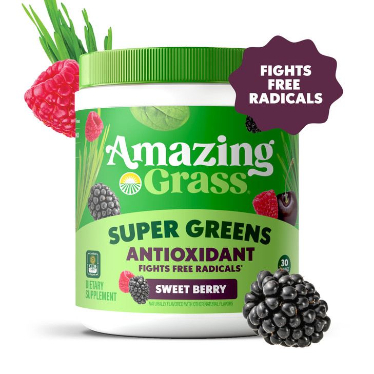 Amazing Grass Greens Blend Antioxidant: Super Greens Powder Smoothie Mix with Organic Spirulina, Beet Root Powder, Elderberry, Bilberry, Prebioitics