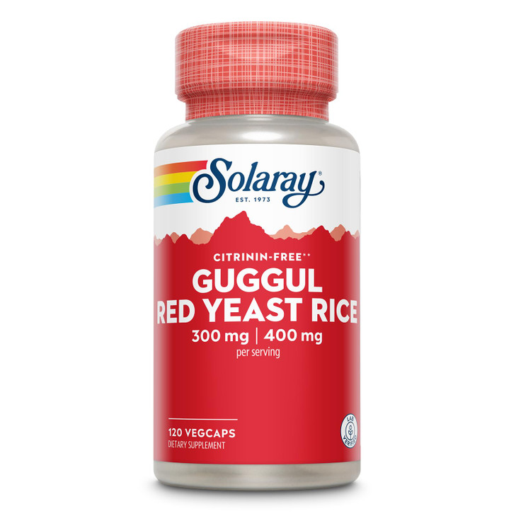 SOLARAY Guggul Gum Extract & Red Yeast Rice - Healthy Cardiovascular Function Support - Lab Verified - 60 Servings, 120 VegCaps