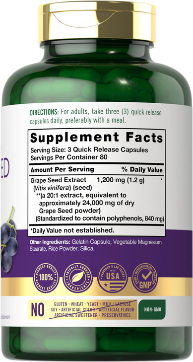 Carlyle Grape Seed Extract | 240 Capsules | Maximum Strength Standardized Extract | Non-GMO, Gluten Free