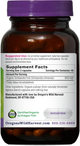 Oregon's Wild Harvest Schisandra Organic Herbal Supplement, 90 Count