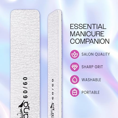 PANA Jumbo Double-Sided Emery Nail File for Manicure, Pedicure, Natural, and Acrylic Nails - Zebra (Grit 60/60) - 50 Piece Pack