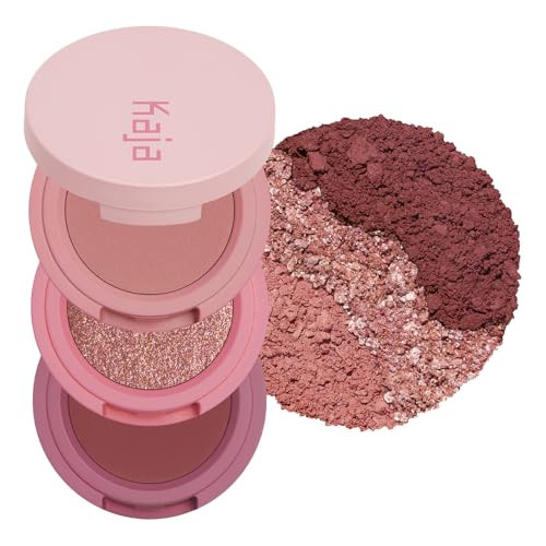 Kaja 3 Colors Eyeshadow - Beauty Bento 07 Glowing Guava | Mosaic Chrome, Shimmer, Matte finish, Cruelty free, K-Beauty Mini Palettes, Easy Finger Ble