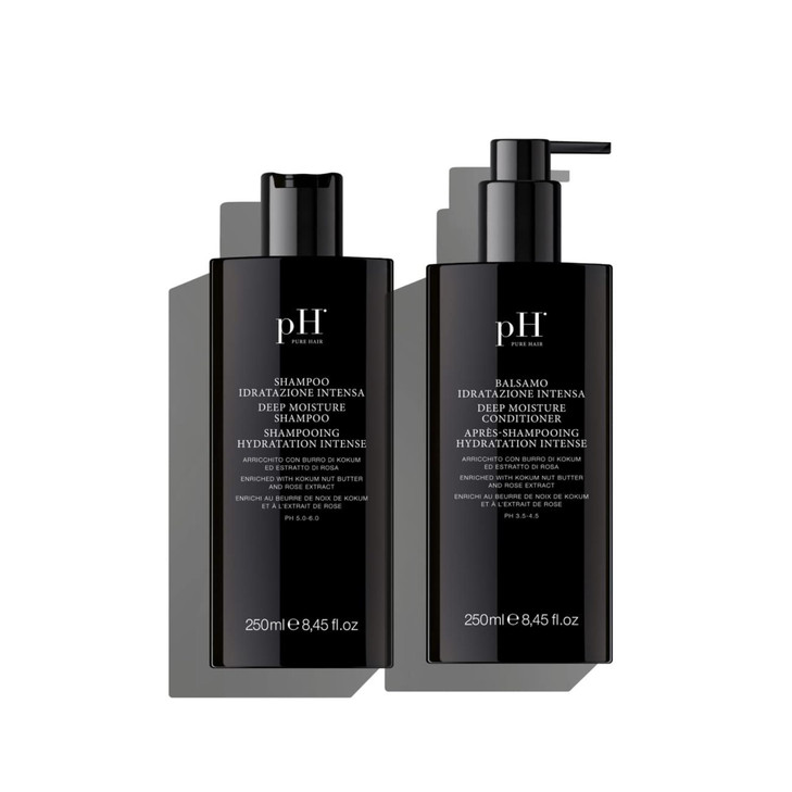pH PURE HAIR Deep Moisture Shampoo & Conditioner Set - Moisturizing Formula For Dry Damaged Hair - Enriched with Kokum Nut Butter and Rose Extract -