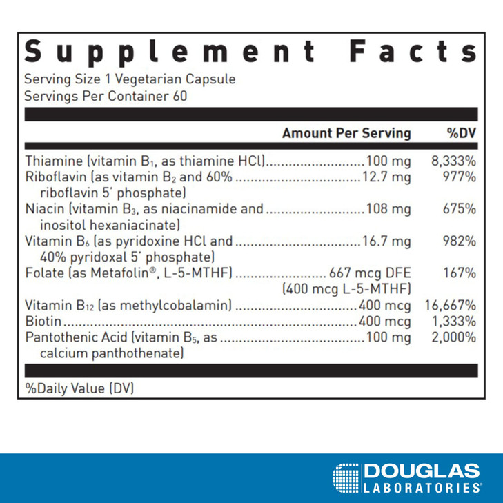 Douglas Laboratories B-Complex with Metafolin - Comprehensive B Vitamin Supplement - Energy & Brain Health Support* - With Folate, Biotin & Thiamin -