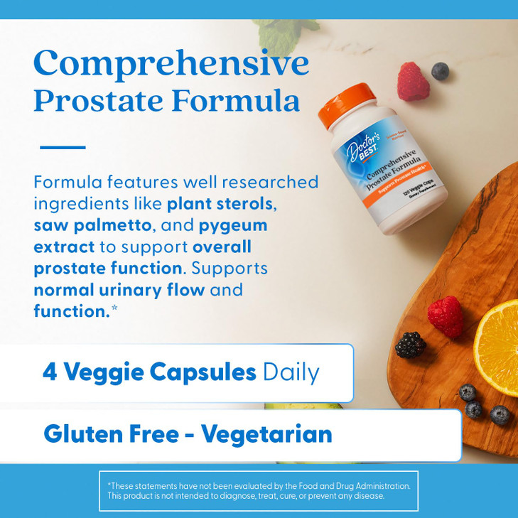 Doctors Best Comprehensive Prostate Formula with SelenoExcell and CardioAid, Supports Prostate Health, Gluten Free, Vegetarian 120 Veggie Caps