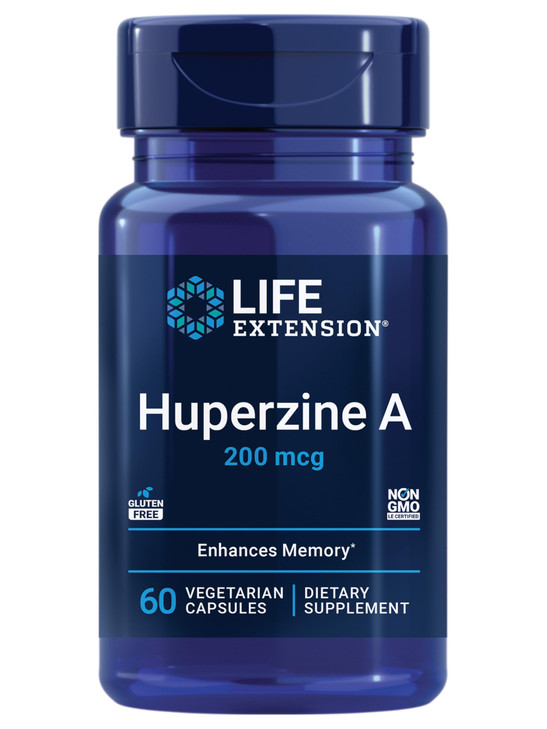 Life Extension Huperzine A, Memory Health, Cognitive Health, Chinese Club Moss Extract, Gluten-Free, Non-GMO, Vegetarian, 60 Capsules