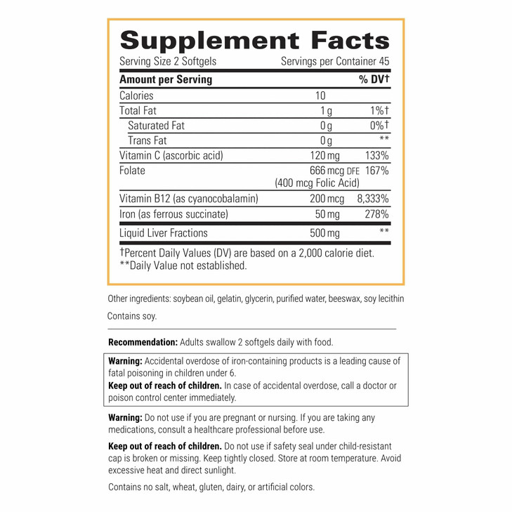 Integrative Therapeutics Iron Complex - Wellness & Energy Support with Vitamins C & B12* - Includes Folate - Gluten-Free & Dairy-Free - 90 Softgels (