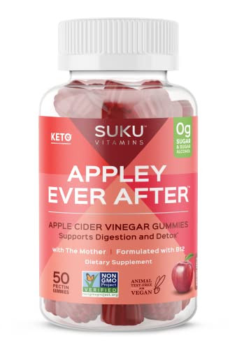SUKU Appley Ever After Gummies  Apple Cider Vinegar with Methylated B12 & Folate  Sugar-Free, Gluten-Free, Vegan Detox & Energy Support  Amazing A