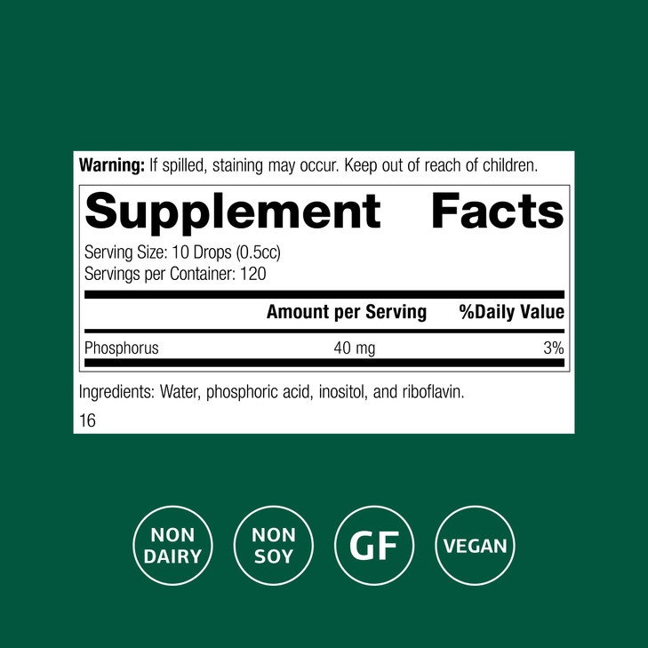 Standard Process Phosfood Liquid - Phosphorus Supplement for Nutritional Balance - Gluten-Free, Vegan & Non-Soy - 60 mL (2 fl oz)