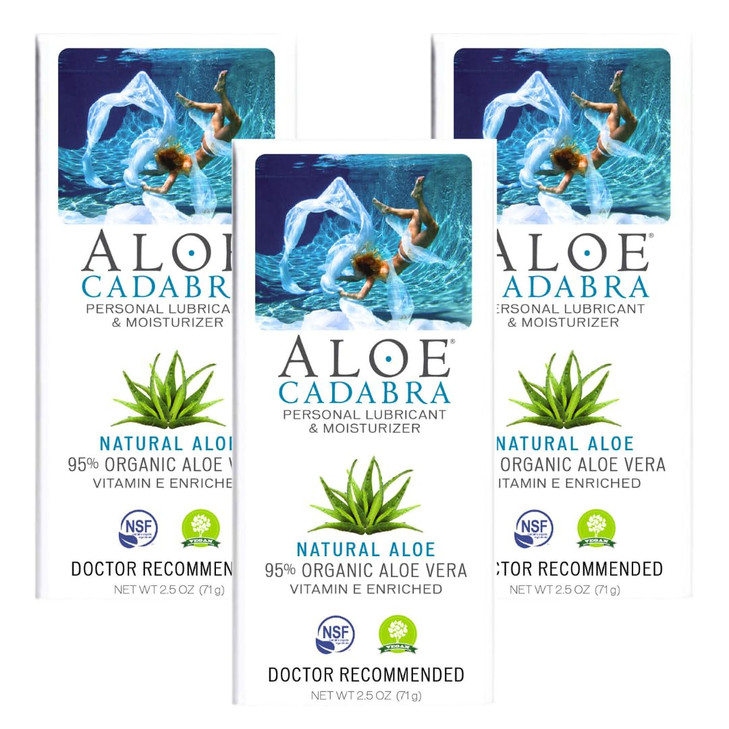Aloe Cadabra Natural Water Based Personal Lubricant and Vaginal Moisturizer, Organic Aloe Lube, Non-Staining, pH Balanced (Unscented 2.5 Oz, 3 Pack)