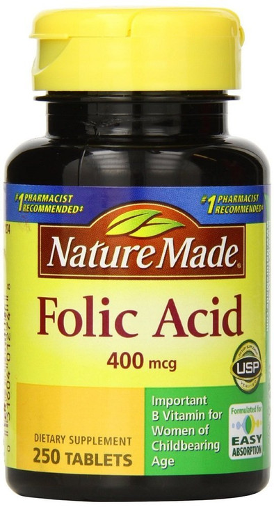 Nature Made Folic Acid 400 mcg 250 Count (4 Pack)