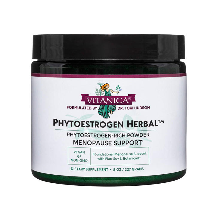 Vitanica Phytoestrogen Herbal Non-GMO PMS, Menopause Relief Supplement for Women, Hormone Balance, Night Sweats & Hot Flash Relief, Soy Isoflavones,