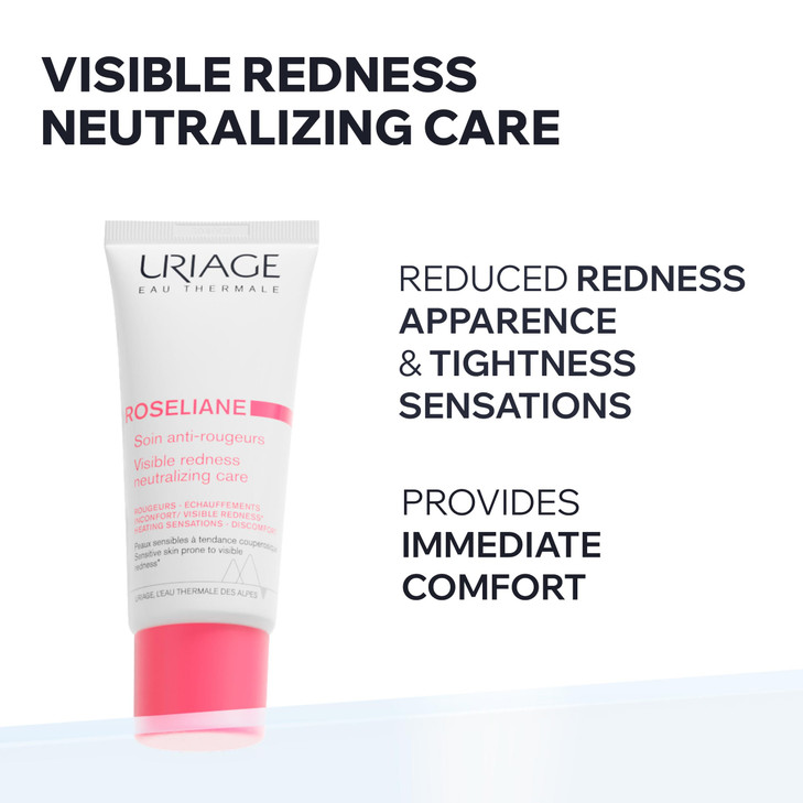 Uriage Roséliane Visible Redness-Neutralizing Rich Care With Red Algae + Ceramides + Shea Butter, Soothes, Nourishes & Reduces Visible Redness, Rich