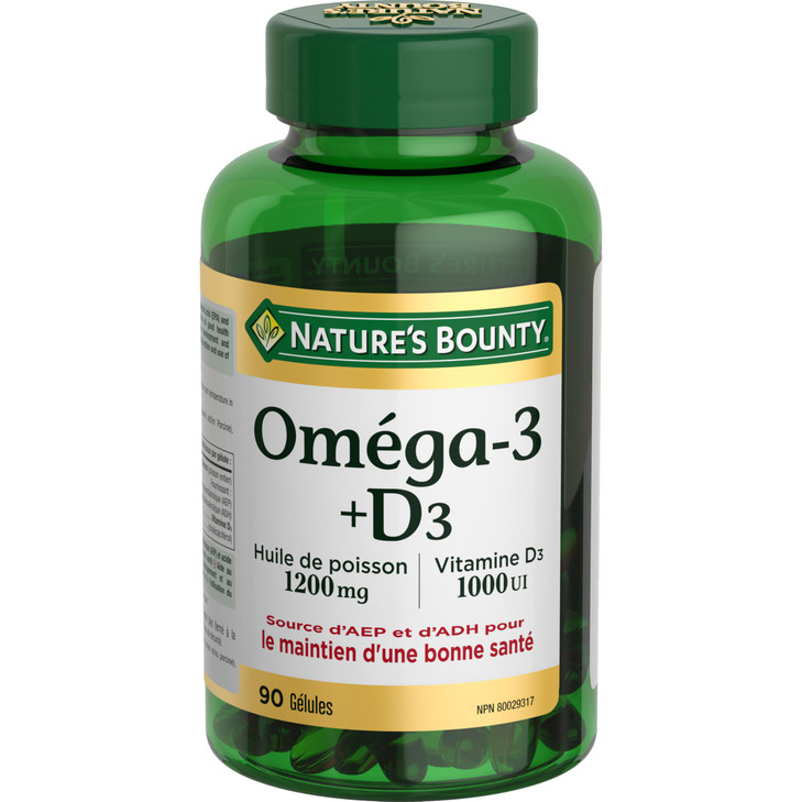 Nature's Bounty Omega-3 + D3 Fish Oil 1200mg / Vitamin D3 1000IU 90 softgels
