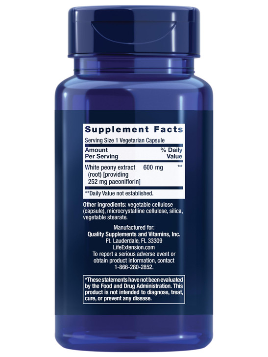 Life Extension Peony Immune, White Peony Root, Immune Health Support, Immune System, Gluten-Free, Non-GMO, Vegetarian, 60 Capsules