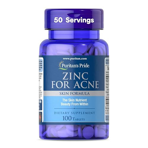 Puritan's Pride Zinc for Acne Skin Formula with Vitamins C, B-6, A, and E for Men and Women, Dietary Supplement for Clear Healthy Skin, Immune System