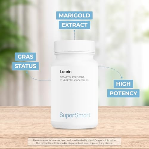 SuperSmart Lutein 20mg per Day - Natural Marigold Extract - Lutein for Eyes Supplement | Non-GMO & Gluten Free - 60 Vegetarian Capsules