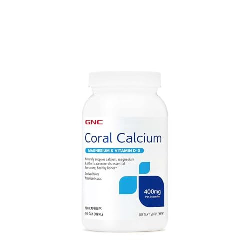 GNC Coral Calcium 400mg Supplement, Supports Strong Bones, 90 Servings