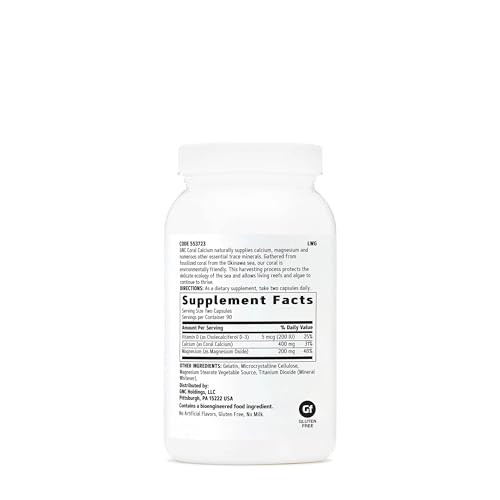 GNC Coral Calcium 400mg Supplement, Supports Strong Bones, 90 Servings