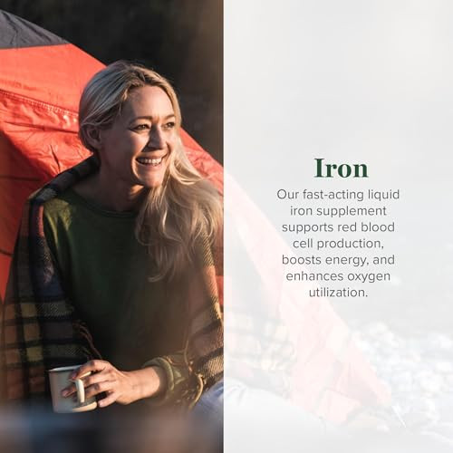 Global Healing Iron Supplement for Women and Men - Blood Builder Liquid Iron Vitamin with Curry Plant Extract - Natural Energy to Combat Fatigue, Bra