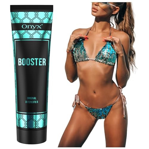 Onyx Booster Tanning Bed Intensifier Lotion - Tanning Bed Lotion with Accelerator & Tattoo Protection Formula, No Bronzer, Fast & Even Tan, Face & Bo