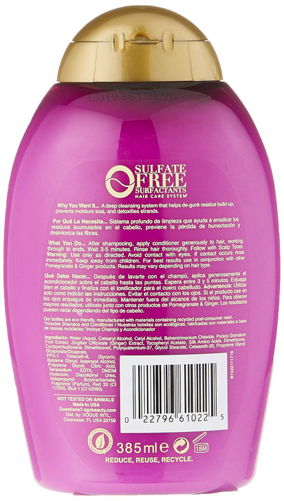OGX Detoxifying + Ginger Conditioner, Pomegranate, 13 Fl Oz