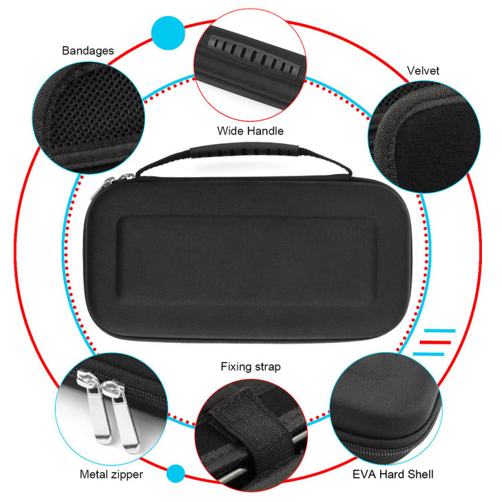 Accessories Kit for Nintendo Switch Games Starter, 2x Steering Wheel, 2x Grip Kit, 1x Travel Carry Case(5 in 1 Red/Blue)