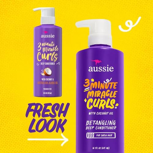 Aussie 3 Minute Miracle Curls Deep Conditioner 16 Ounce Pump (475ml) (2 Pack)