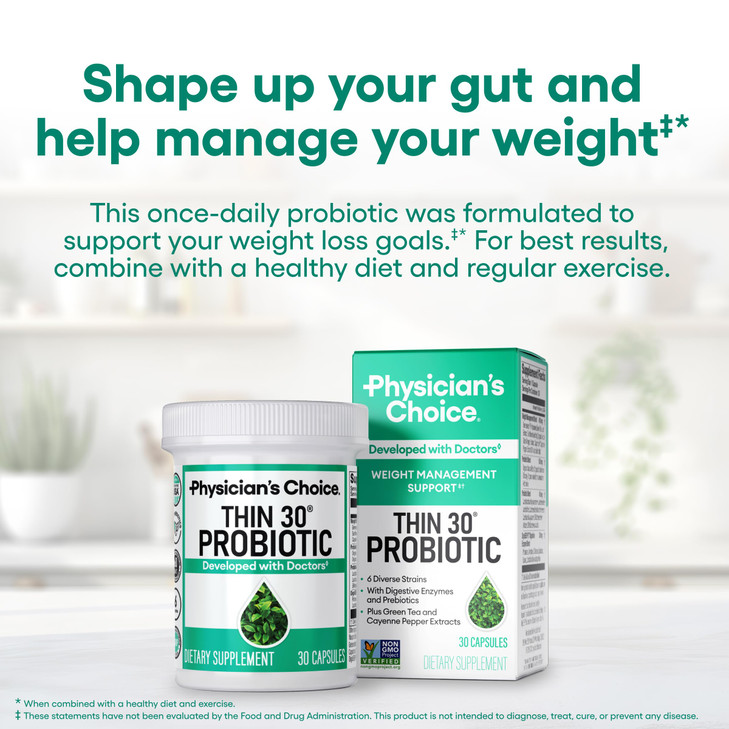Physician's CHOICE Probiotics for Weight Management & Bloating - 6 Probiotic Strains - Prebiotics - Key ingredient Cayenne - Supports Gut Health - We
