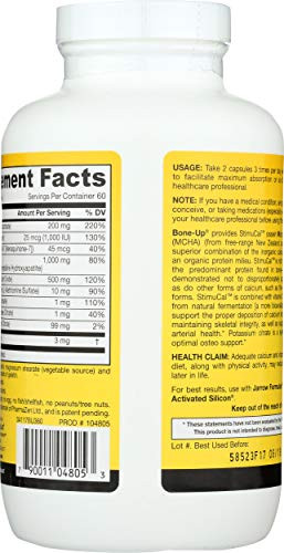 Jarrow Formulas BoneUp for Bone Density - Vitamin D3 and K2, Calcium Support, 360 Capsules, Promotes Skeletal Nutrition, Up to 60 Days Supply