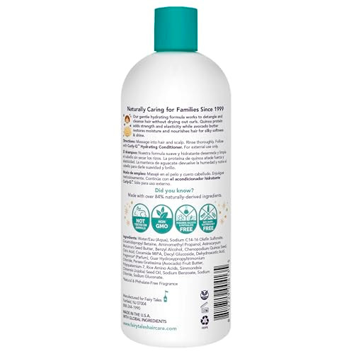 Fairy Tales Curly Q Hydrating Kids Shampoo  Paraben, Sulfate, Gluten, and Nut Free  For all Types of Curls Including Multi Cultural Hair  32oz.