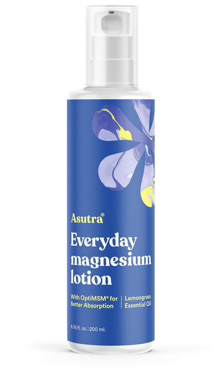 ASUTRA Everyday Magnesium Lotion with OptiMSM, 6.76 fl oz - Topical Magnesium, Rapid Absorption, Vitamins A and E, Shea Butter for Soft, Smooth Skin,