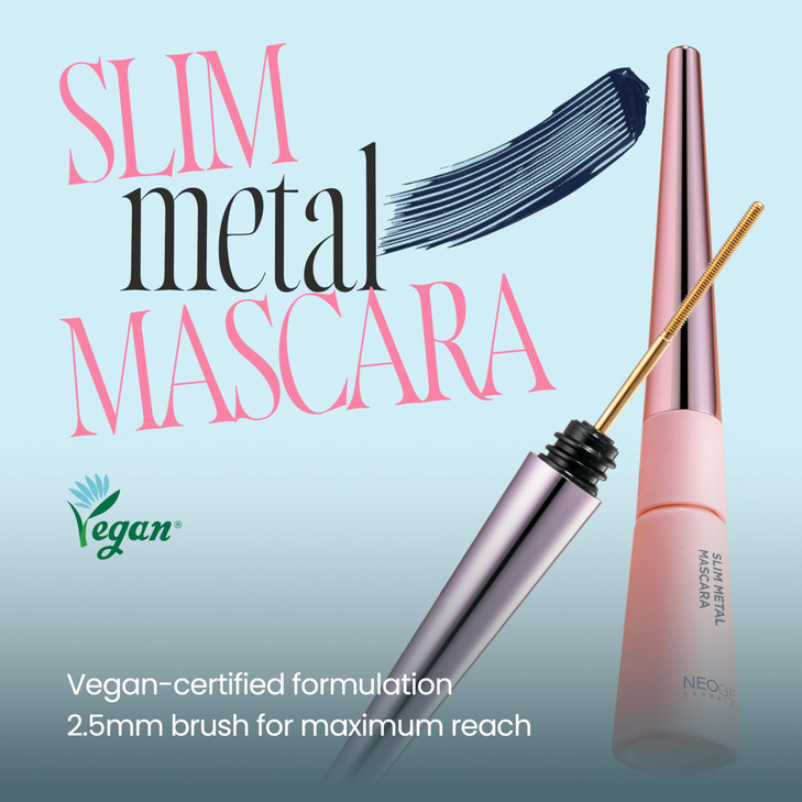 DERMALOGY by NEOGENLAB Extra Slim Metal Mascara, Long-Lasting Volumizing & Lengthening Formula with Metal Wand Brush, Smudge-Resistant, Vegan Korean