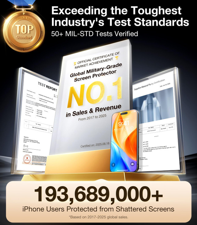 UltraGlass UNBREAK TOP 9H+ Armor for iPhone 16 Screen Protector [No.1 Military Grade Shatterproof] Screen Protector iPhone 16 Tempered Glass 6.1" [Lo