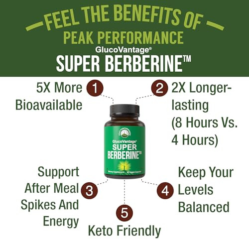 Dihydroberberine Super Berberine Supplement - GlucoVantage® 200mg Now 5X More Effective Than Regular Berberine HCL Powder Capsules. Metabolism Suppor