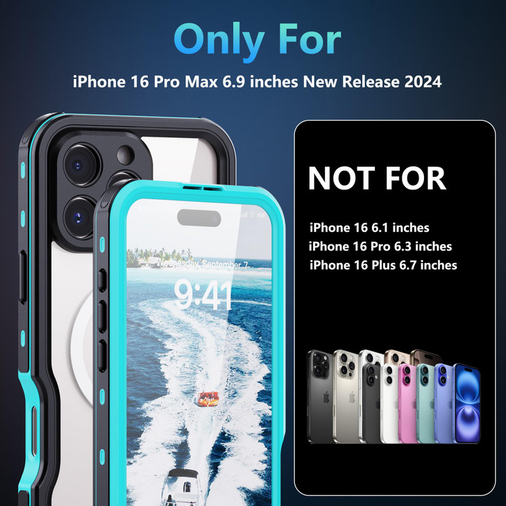 Qxixsitv Compatible for iPhone 16 Pro Max 6.9 inch Magnetic Case, Built in Screen Protector Cover Camera Protection, Full Body Waterproof Shockproof