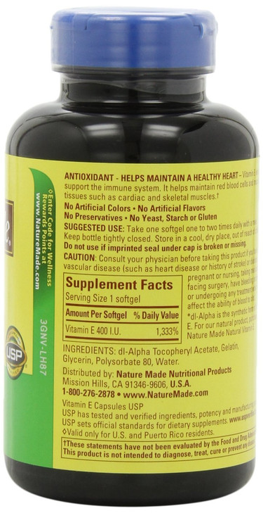 Nature Made Vitamin E 400IU, 300 Softgels