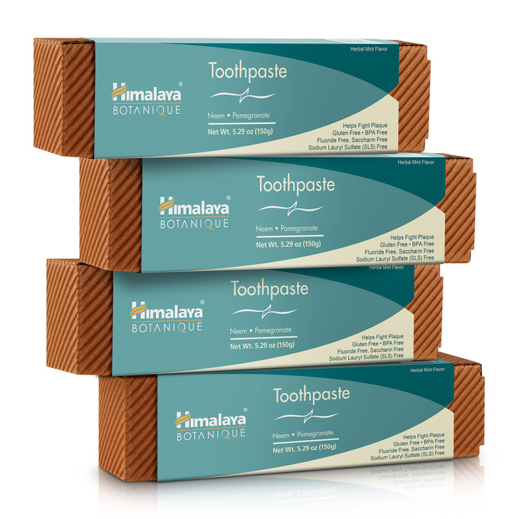Himalaya Botanique Original Neem & Pomegranate Botanical Toothpaste, Fights Plaque, Brightens Teeth, Fluoride Free, No Artificial Flavors, SLS Free,