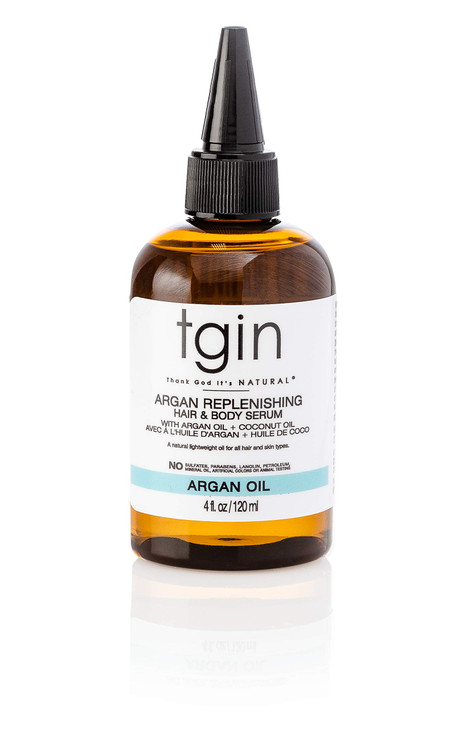 tgin Argan Replenishing Hair Serum - 4 Oz, Dry Hair, Moisturizing, Breakage Control, Paraben Free, Coconut Scent, Serum for Natural or Chemically Tre