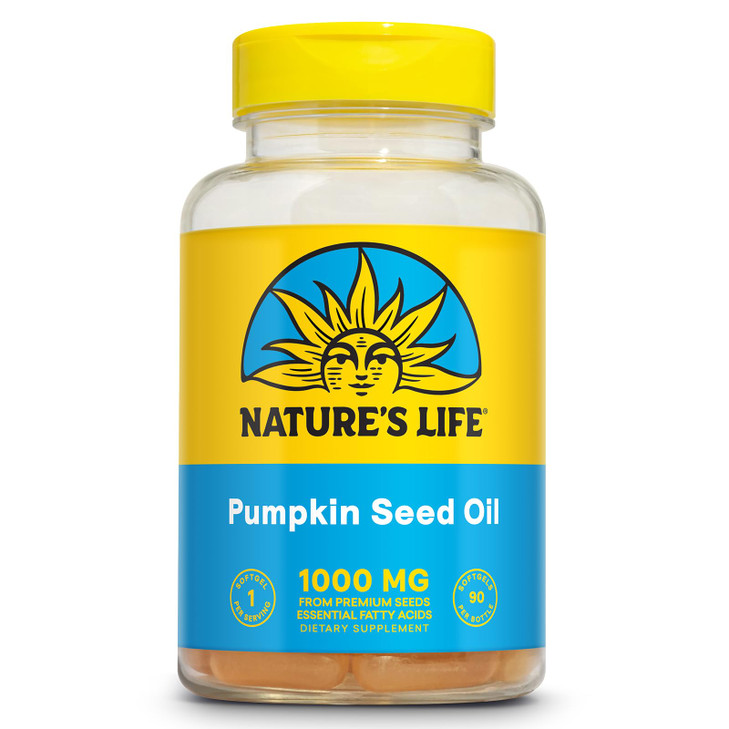 Nature's Life Pumpkin Seed Oil Supplement - Source of Omega 3 6 Essential Fatty Acids and Antioxidants - Cold Pressed from Organic Pumpkin Seeds - Ve