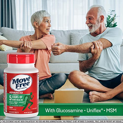 Move Free Advanced Glucosamine Chondroitin MSM Joint Support Supplement, Supports Mobility Comfort Strength Flexibility & Bone - 120 Count (Pack of 3