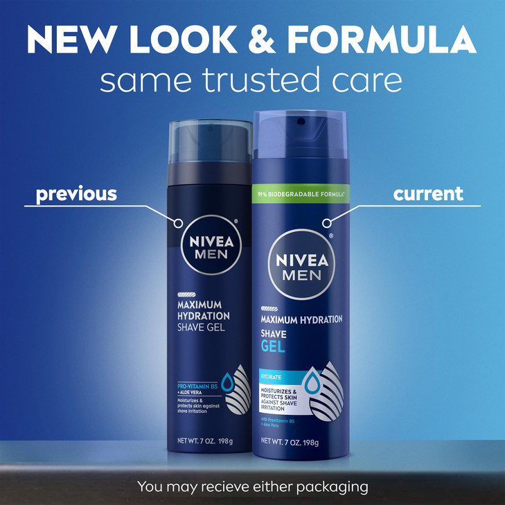 NIVEA MEN Maximum Hydration Shave Gel, with Aloe Vera and Provitamin B5, Shaving Gel for Men, 7 Oz Can, Pack of 3