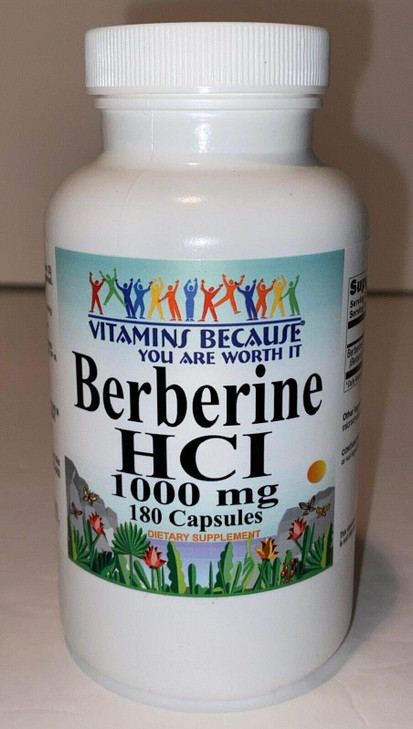Pure and High Potency Berberine; 1000mg Per Serving; 180 Capsules