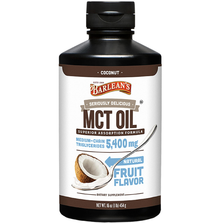 Barlean's MCT Oil Supplement, Coconut Flavored for Keto Coffee, Emulsified Creamy Liquid Syrup with 5,400mg Plant-Based MCT's to Support Energy, Focu
