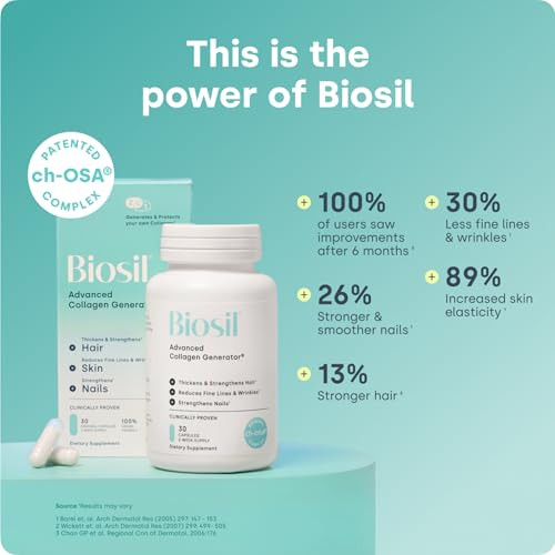 Biosil Collagen Booster Supplement - 60 Original Capsules, Pack of 2 - Patented ch-OSA Activator for Skin, Hair, Nails & Joints - Supports Natural Pr