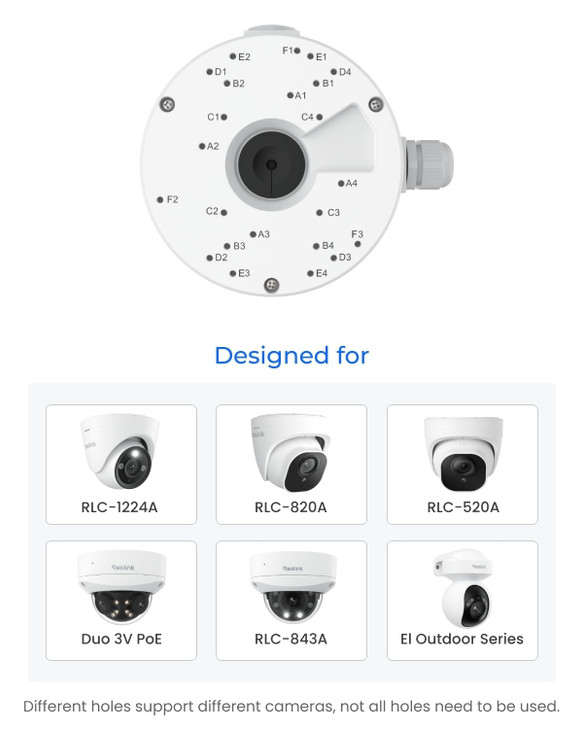 Reolink Junction Box D20 for Reolink Dome Cameras - RLC-520A, RLC-820A, RLC-1224A, E1 Outdoor Series, RLC-823A 16X, RLC-843A, Duo 2V PoE, Duo 3V PoE