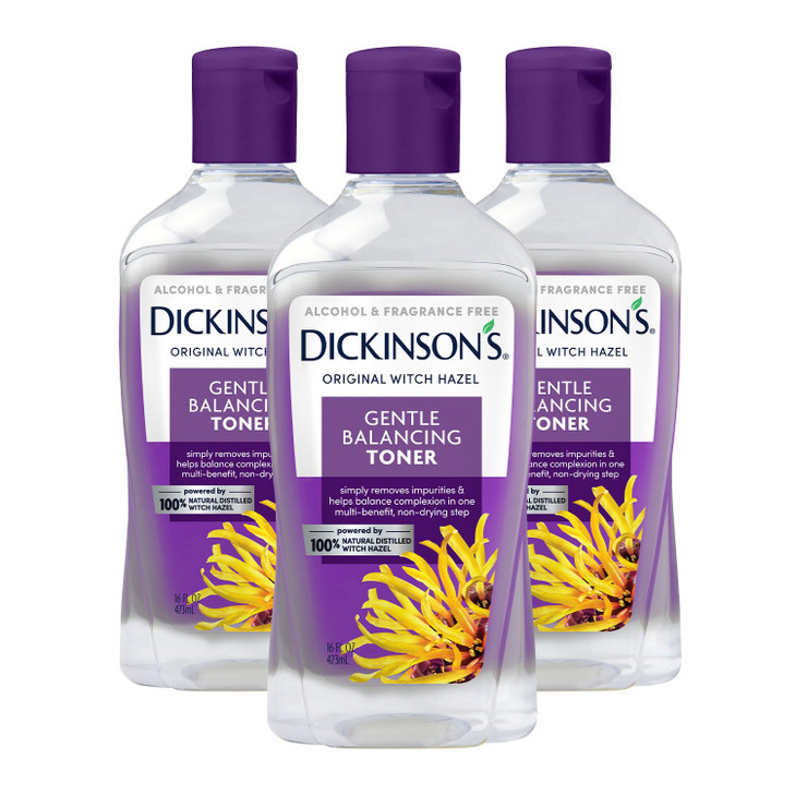 Dickinson's Original Witch Hazel Gentle Balancing Toner, 100% Natural Distilled Witch Hazel, Alcohol & Fragrance Free, Cleans Pores, Calms & Refines