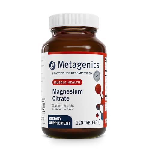 Metagenics Magnesium Citrate - 300 mg Magnesium & 60 mg Calcium Supplement - with Chelated Minerals - Supports Muscle & Bone Health - Non-Gluten & Ve