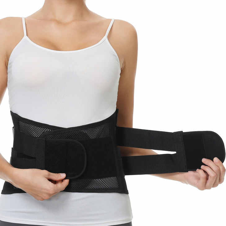 NeoTech Care Lower Back Brace for Women or Men, Lumbar Back Support Belt (Black, Size L)