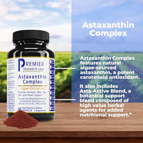 Premier Research Labs Premier Astaxanthin Complex - Astaxanthin Supplements, Astaxanthin 4mg per Capsule, Sourced from Algae, Antioxidant Support for